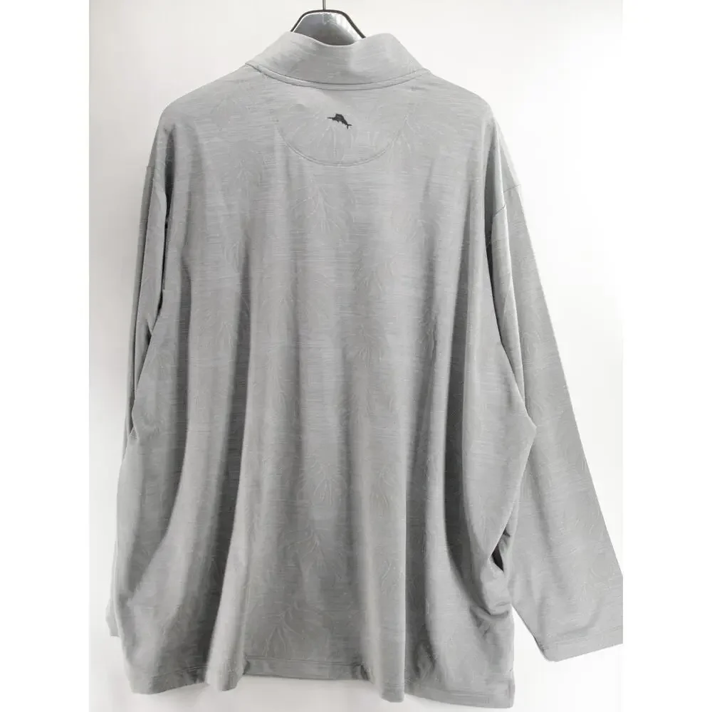 NWT Tommy Bahama Men 3XLBMonstera Fade IslandZone 1/2Zip Pullover Ultimate Gray